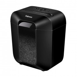 Шредер за унищожаване на документи Fellowes Powershred LX25M, P-4, Mini-Cut, 11.5 L, черен, време за почивка 30 мин - Fellowes