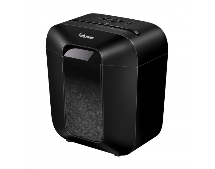 Шредер за унищожаване на документи Fellowes Powershred LX25M, P-4, Mini-Cut, 11.5 L, черен, време за почивка 30 мин