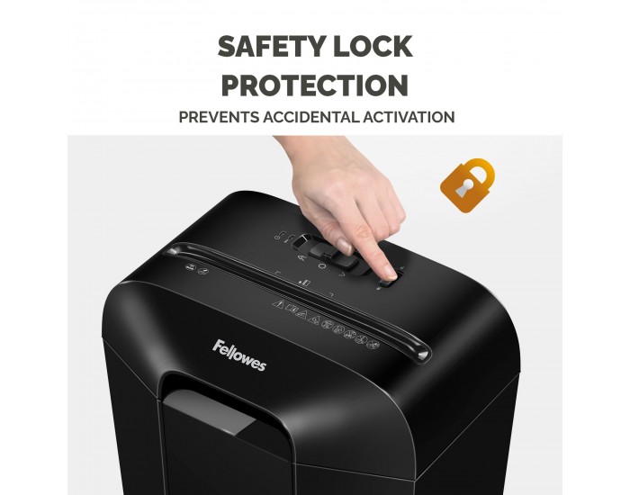 Шредер за унищожаване на документи Fellowes Powershred LX25M, P-4, Mini-Cut, 11.5 L, черен, време за почивка 30 мин