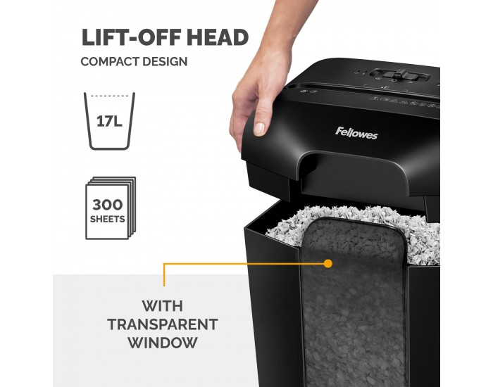 Шредер за унищожаване на документи Fellowes LX41, P-4, Micro-Cut, 17 L, черен, време за работа 5 мин