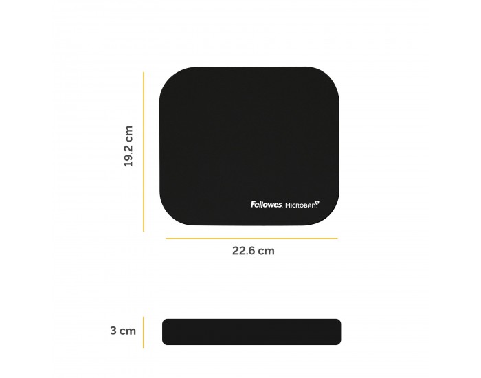 Пад за мишка Fellowes Microban, антибактериален, 2 mm, черен