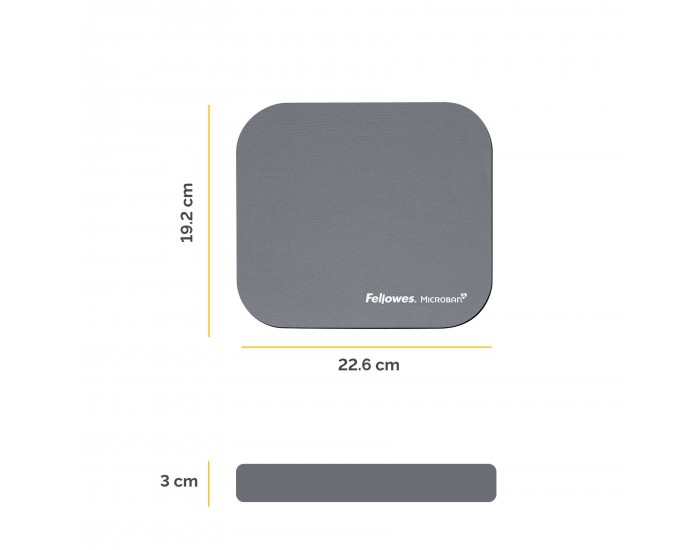 Пад за мишка Fellowes Microban, антибактериален, 2 mm, сив