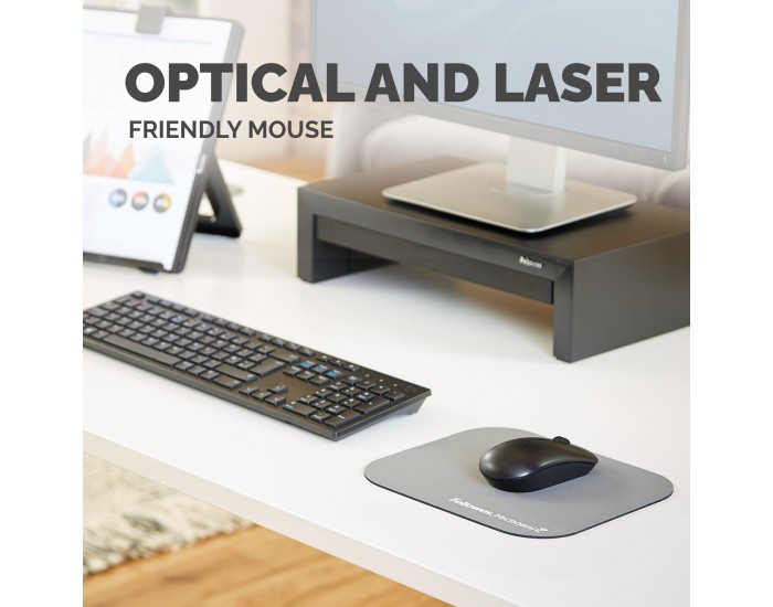 Пад за мишка Fellowes Microban, антибактериален, 2 mm, сив