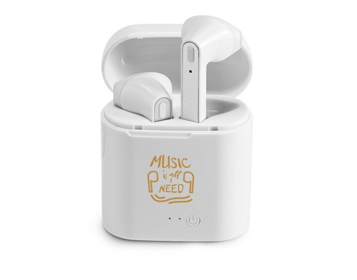Hi!dea Слушалки Kandel, безжични, с Bluetooth, бели