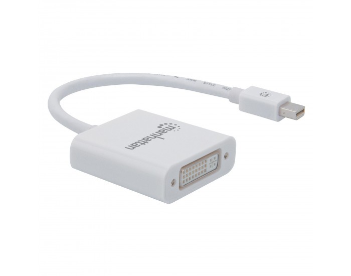 Адаптер Manhattan Mini DisplayPort, Male към DVI-I Female, Ethernet порт