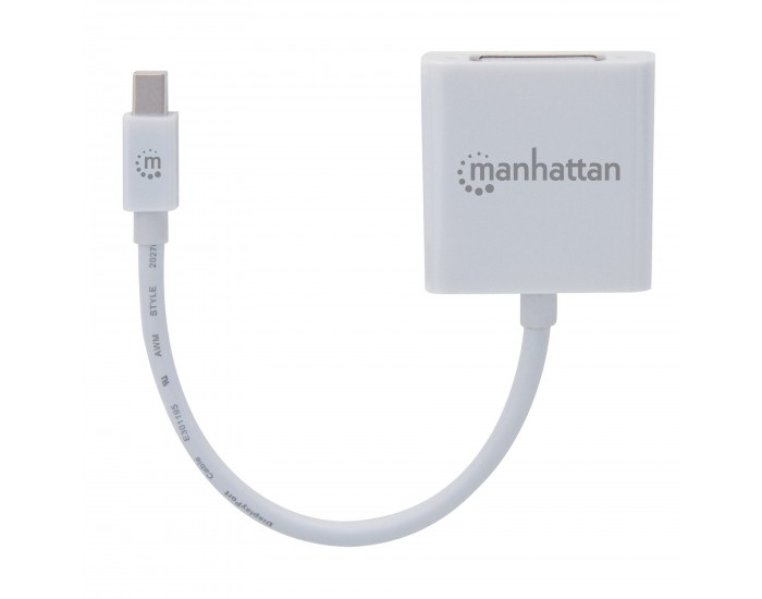Адаптер Manhattan Mini DisplayPort, Male към DVI-I Female, Ethernet порт