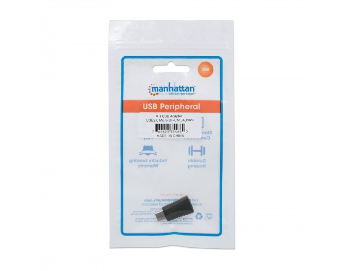 Адаптер Manhattan, micro USB-B към USB-C, 2 Ethernet порта