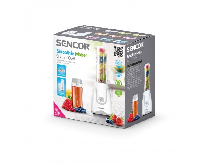 Шейкър Sencor Smoothie, 500 W, 0.6 L, бял, 220V