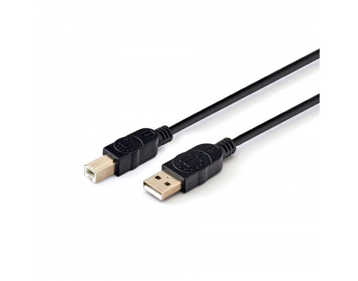Кабел Manhattan, USB 2.0 A Male/USB 2.0 B Male, 3 m, USB Type A, USB Type B