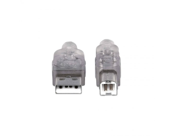 Кабел Manhattan, USB 2.0 A Male/USB 2.0 B Male, 5 m, USB Type A, USB Type B