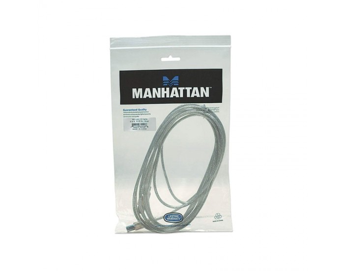 Кабел Manhattan, USB 2.0 A Male/USB 2.0 B Male, 5 m, USB Type A, USB Type B