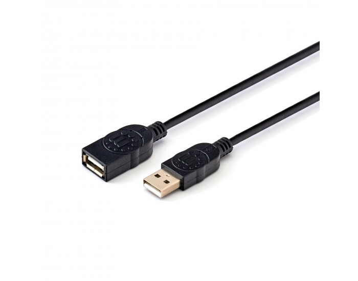 Кабел Manhattan, удължител, USB 2.0 A Male/USB 2.0 A Female, 1.8 m, мъжко USB a