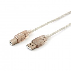 Кабел Manhattan, USB 2.0 A Male/USB 2.0 B Male, 1.8 m, прозрачен, USB-A, USB Type B - Manhattan