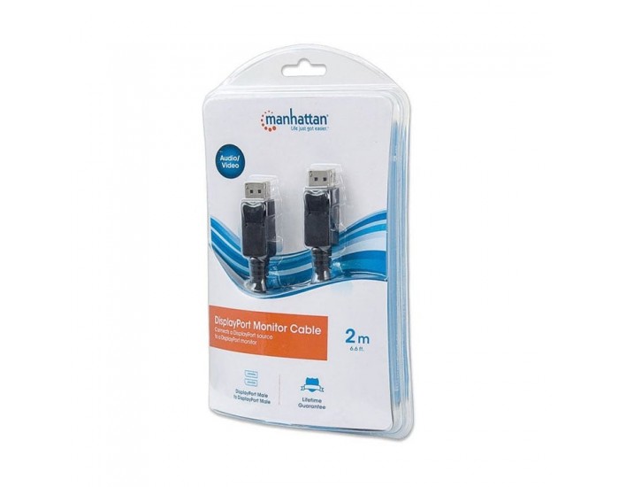 Кабел Manhattan DisplayPort Male/DisplayPort Male, 2 m, черен