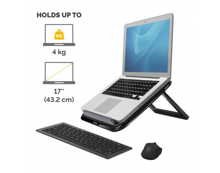 Стойка за лаптоп Fellowes I-Spire, охлаждаща, до 17'', черна