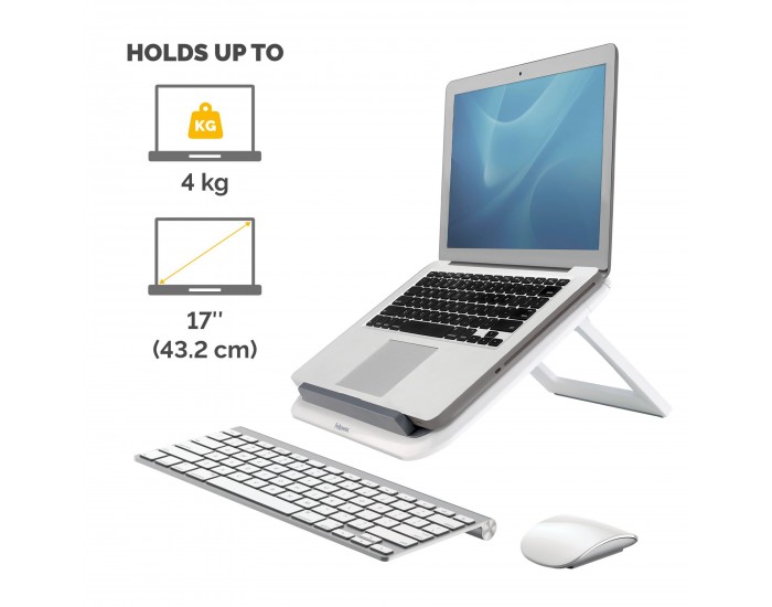 Стойка за лаптоп Fellowes I-Spire, охлаждаща, до 17'', бяла