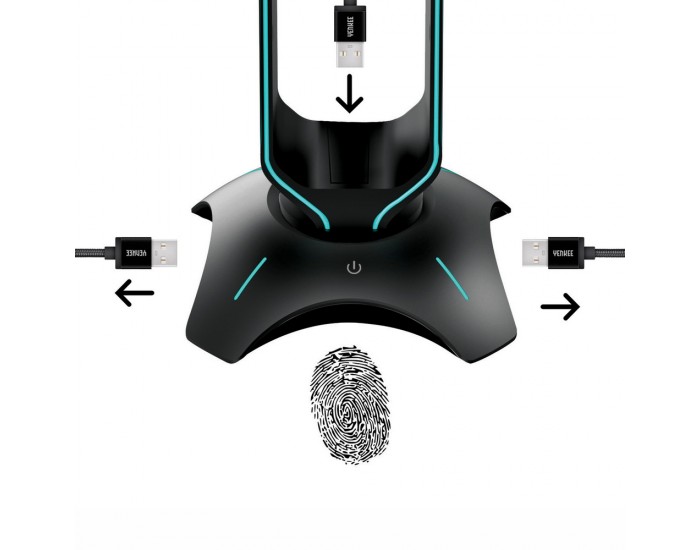 USB Хъб и стойка за слушалки Yenkee 3003 Tower Gaming