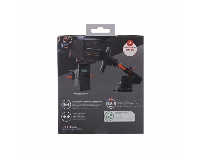 Стойка за зареждане TNB Premium, моторизирана, безжична, 15 W, черна, 7''