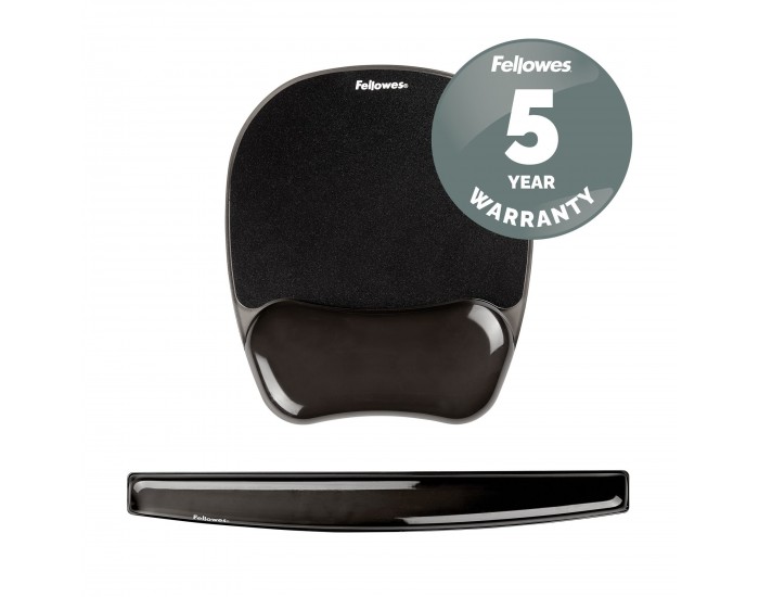 Пад за мишка Fellowes, със силиконова подложка за китка, черен