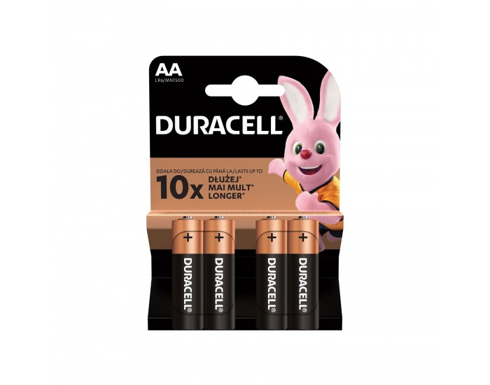 Алкална батерия Duracell, AA, LR6, 1.5 V, 4 броя