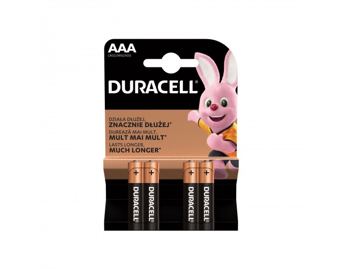 Алкална батерия Duracell, AAA, LR03, 1.5 V, 4 броя