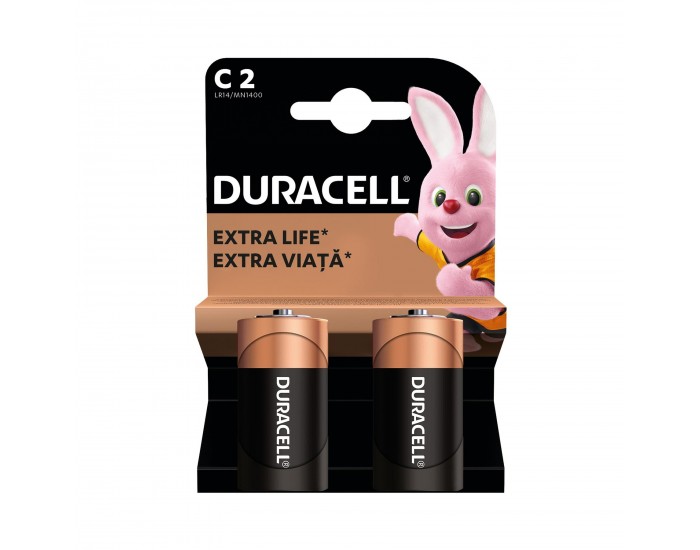 Алкална батерия Duracell, C, LR14, 1.5 V, 2 броя