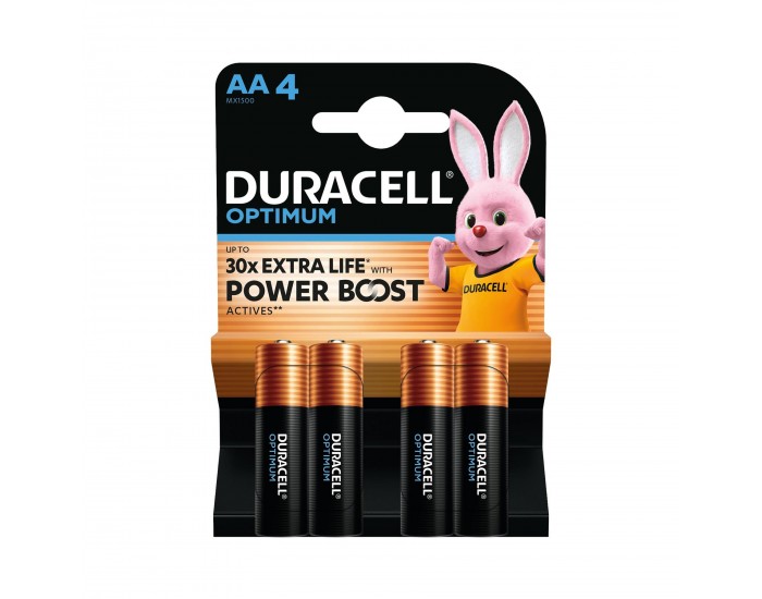 Алкална батерия Duracell Optimum, AA, LR6, 1.5 V, 4 броя