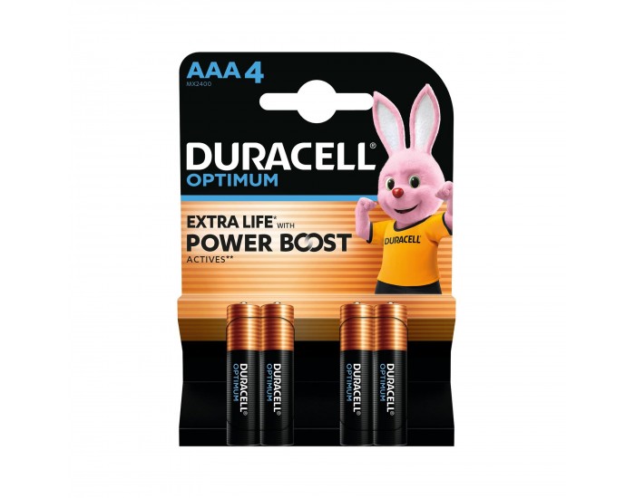 Алкална батерия Duracell Optimum, AAA, LR6, 1.5 V, 4 броя