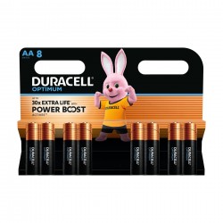 Алкална батерия Duracell Optimum, AA, LR6, 1.5 V, 8 броя - Duracell