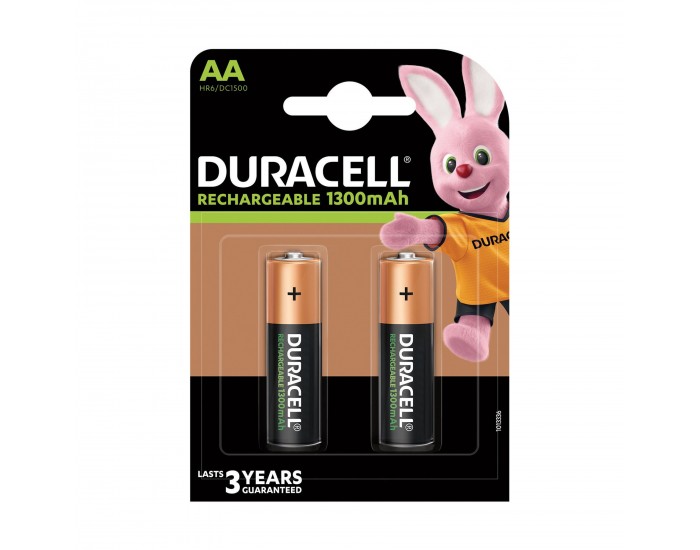 Акумулаторна батерия Duracell, NiMH, AA, 1300 mAh, 2 броя