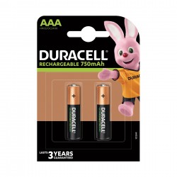 Акумулаторна батерия Duracell, NiMH, AAA, HR03, 750 mAh, 1.2 V, 2 броя - Duracell