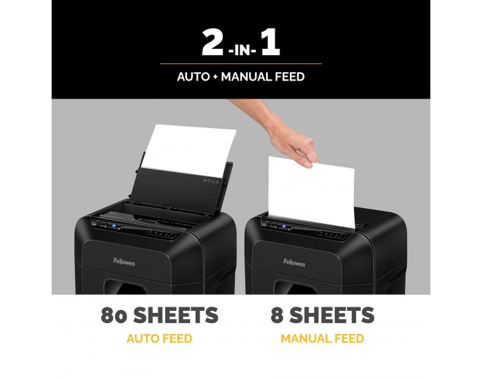 Шредер за унищожаване на документи Fellowes Automax 80M, Soho, Mini-Cut, P-4, 17 L, черен
