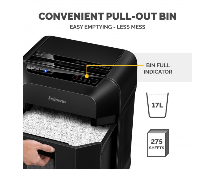 Шредер за унищожаване на документи Fellowes Automax 80M, Soho, Mini-Cut, P-4, 17 L, черен
