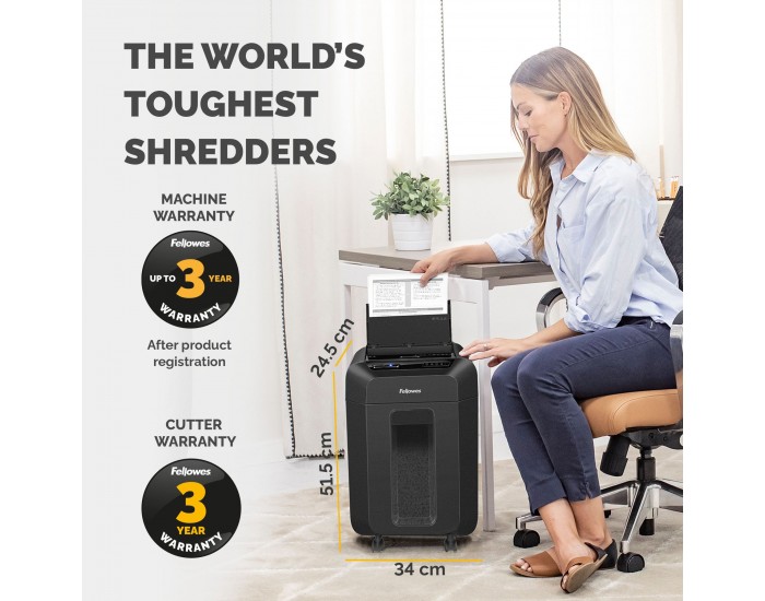 Шредер за унищожаване на документи Fellowes Automax 90M, Soho, Mini-Cut, P-4, 17 L, черен