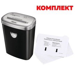 Шредер за унищожаване на документи Fellowes Powershred 53C, Cross-Cut, 23 L, в комплект с Листове за шредер 4025601, намаслени, 10 броя - Fellowes