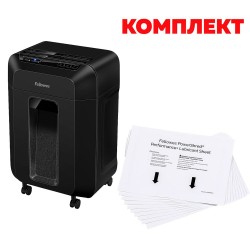 Шредер за унищожаване на документи Fellowes Automax 90M, 17 L, черен, в комплект с Листове за шредер 4025601, намаслени, 10 броя - Fellowes