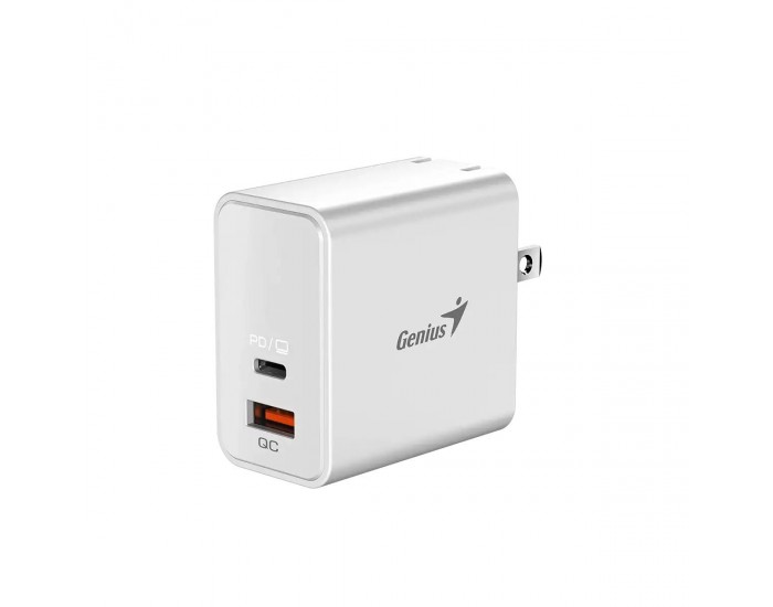 Genius Зарядно за лаптоп PD-65AC, USB Type-C, USB Type-A, 65 W, бяло