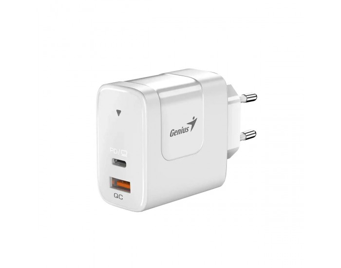 Genius Зарядно за лаптоп PD-65AC, USB Type-C, USB Type-A, 65 W, бяло