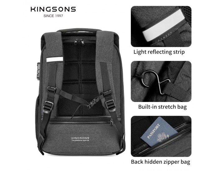 Раница Kingsons Metroshield, 17'', сива