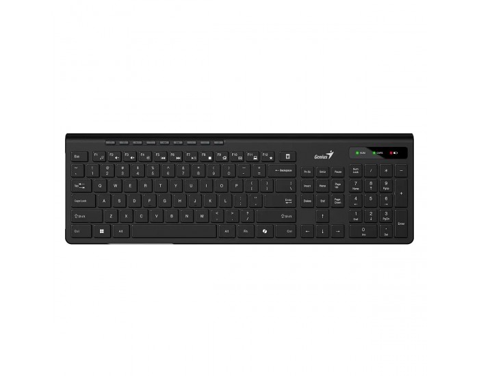 Клавиатура Genius Slimstar 7230, безжична, AI Copilot, USB, 12 бързи бутона, черна