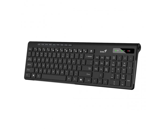 Клавиатура Genius Slimstar 7230, безжична, AI Copilot, USB, 12 бързи бутона, черна