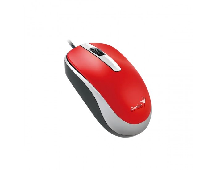 Мишка Genius DX-120, с кабел, USB Type-A, 3 бутона, червена