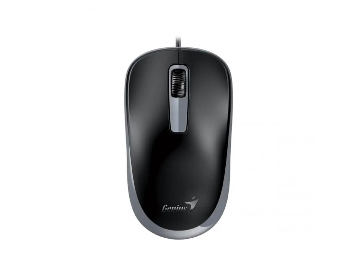 Мишка Genius DX-125S, с кабел, безшумна, USB, 3 бутона, черно-сива