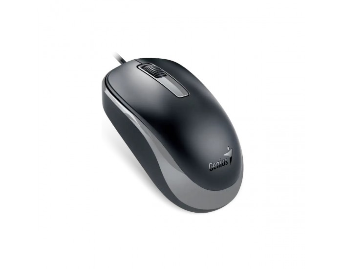 Мишка Genius DX-125S, с кабел, безшумна, USB, 3 бутона, черно-сива