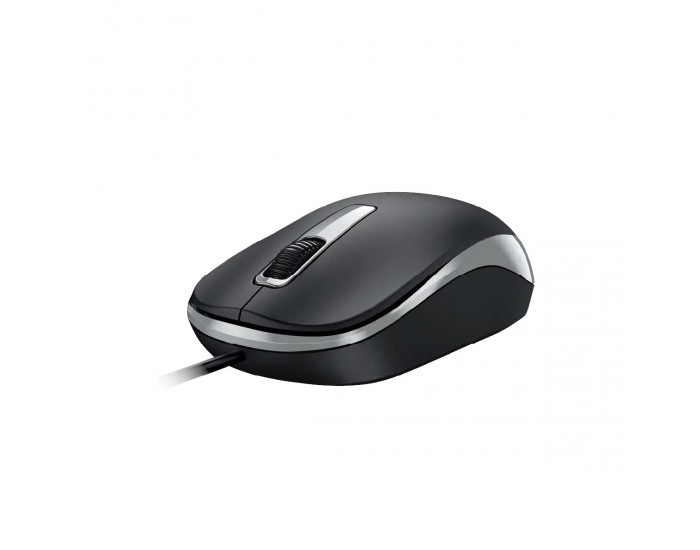 Мишка Genius DX-125S, с кабел, безшумна, USB, 3 бутона, черно-сива