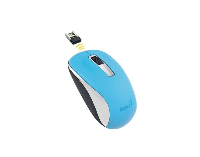 Мишка Genius NX-7005, безжична, USB, 3 бутона, AA, синя