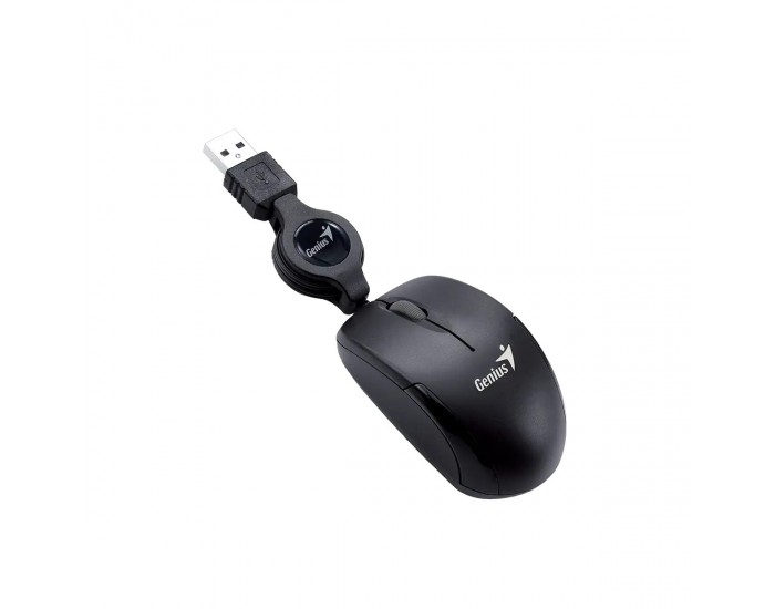 Мишка Genius Micro Traveler, с кабел, USB Type-A, 3 бутона, черна