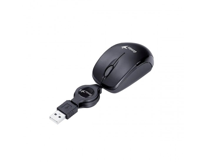 Мишка Genius Micro Traveler, с кабел, USB Type-A, 3 бутона, черна