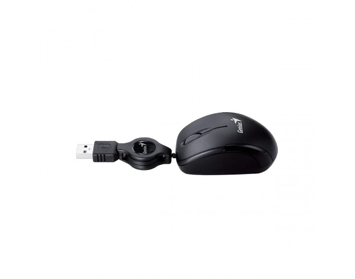 Мишка Genius Micro Traveler, с кабел, USB Type-A, 3 бутона, черна
