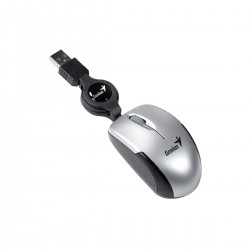 Мишка Genius Micro Traveler, с кабел, USB Type-A, 3 бутона, сребриста - Genius